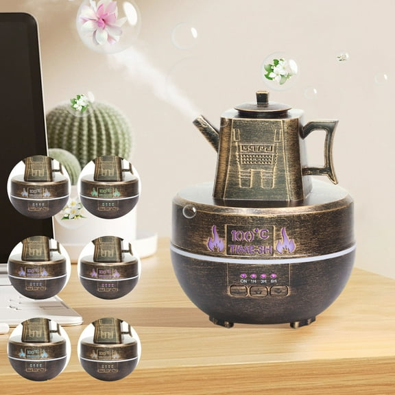 Vintage Style Aromatherapy Diffuser with Colorful LED Lights, USB Powered Ultrasonic Humidifier for Home Office and Spa Relaxation