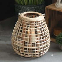 Vintage Style Bamboo Candle Holder Lantern Hand Woven Ornament Candleholder Tea Light Holder for Table Home Centerpieces Indoor Decor , 28x30cm