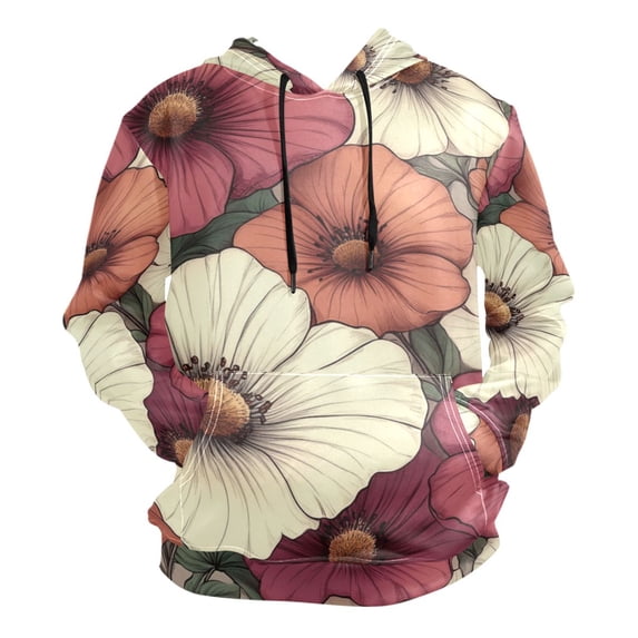 Vintage Style Beautiful Flowers Men’s Hoodies Sweatshirt Fleece Jackets Long Sleeve Sweatshirts