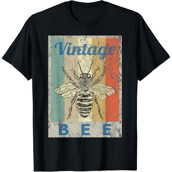 Vintage Style Bee Queen Honey Beekeeper Beekeeping T-Shirt T-ShirtMen and women, Black T-shirt, size: Extra large