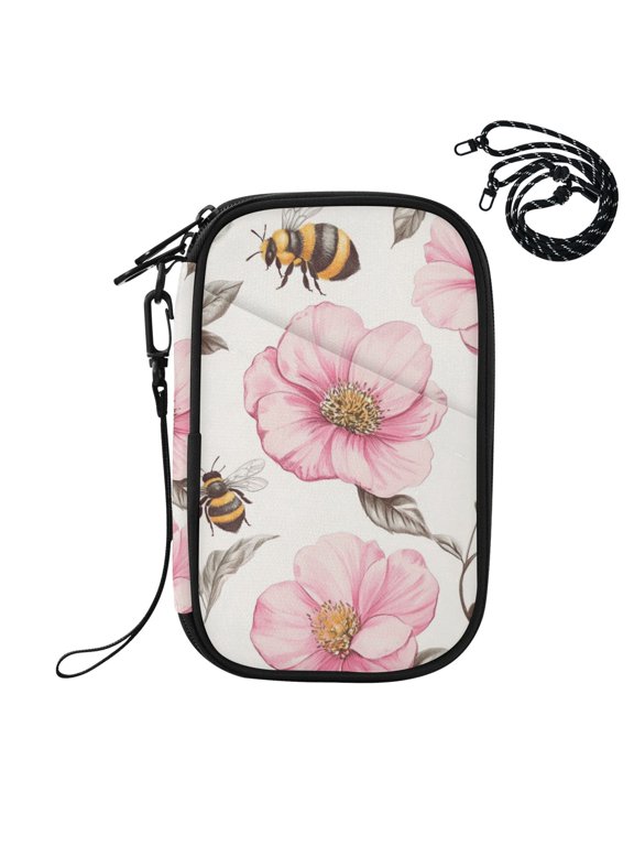 Vintage Style Bees Leaves Florals Passport Holder Travel Document Organizer Credit Card Case Coin Purse Wallet RFID Blocking