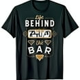 Vintage Style Black TShirt Life Behind the Bar Design with Clock