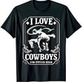 thumbnail image 1 of Vintage Style Black T-Shirt with I LOVE COWBOYS Graphic & Cowboy Illustration, 1 of 5