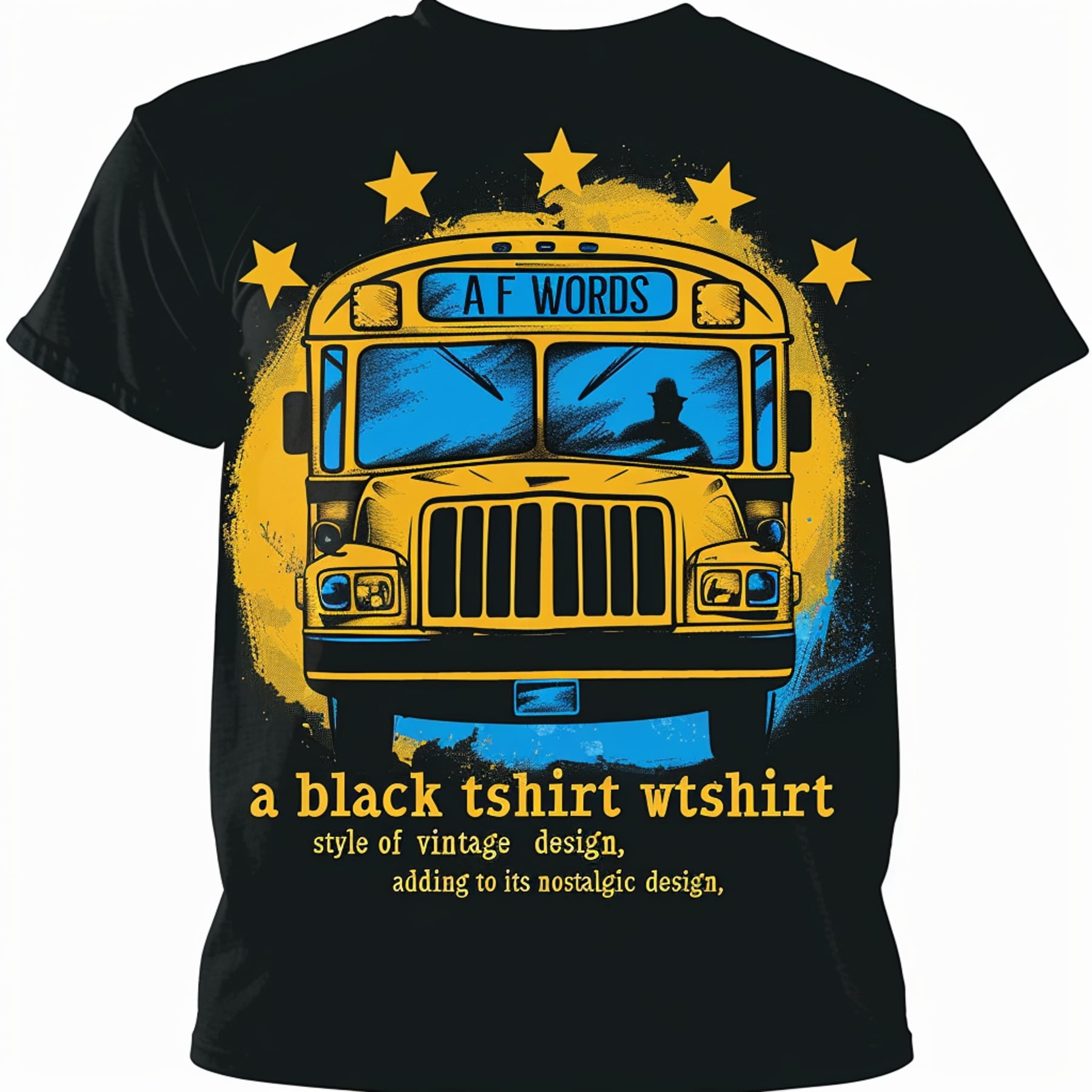 Vintage Style Black TShirt with American Bus Emblem Unique Graphic ...