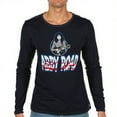 thumbnail image 1 of Vintage Style Blue Long Sleeve T-Shirt with Guitarist Graphic and 'ABBY ROAD' Text Soft Rock & Roll Theme, 1 of 5