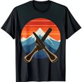 thumbnail image 1 of Vintage Style Blue T-Shirt with Crossed Saw & Mountain Sunset Graphic, 1 of 5