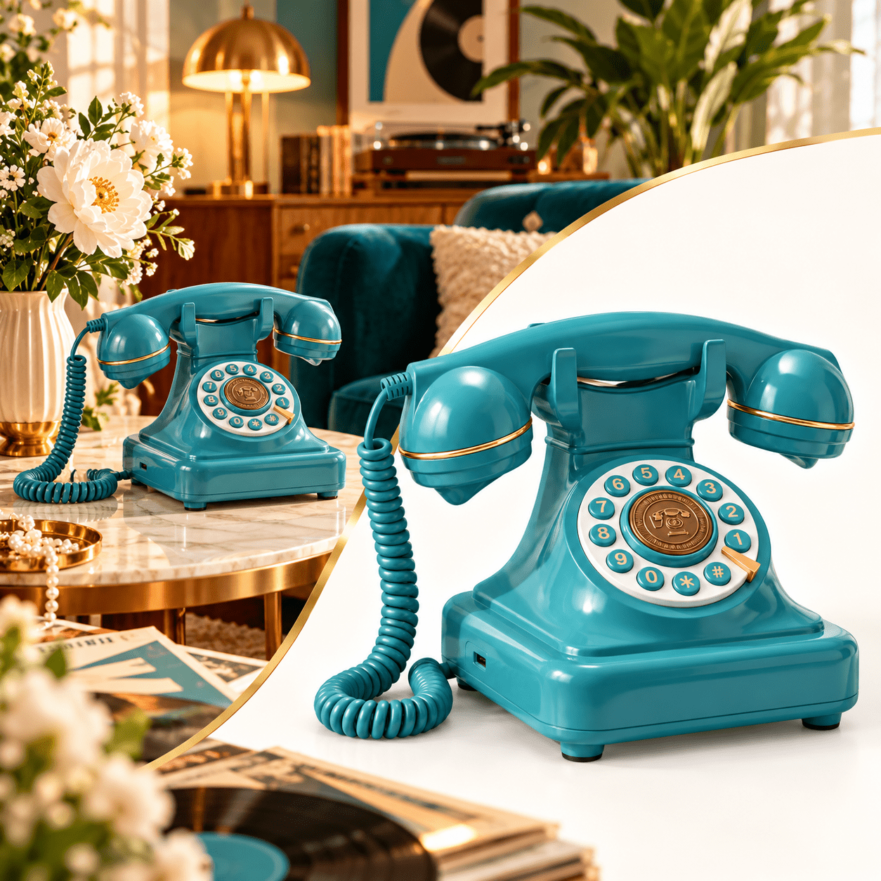 Vintage-Style Bluetooth Telephone Speaker, Rechargeable Desktop Audio ...