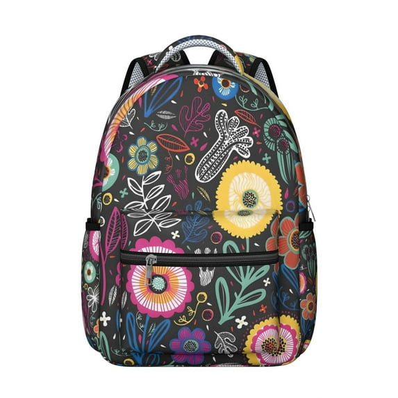 "Vintage Style Boho Backpack – Tribal & Floral Pattern, 17 Inch Laptop Pocket, Durable Oxford Fabric, Ideal for Students & Travelers"