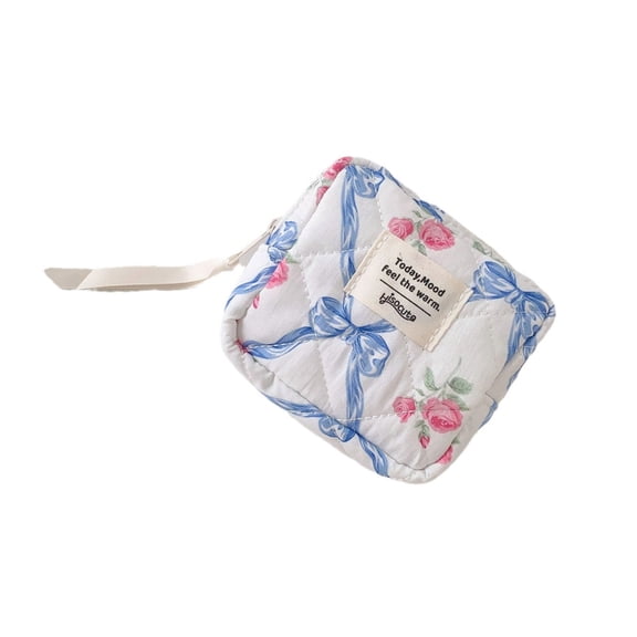 Vintage Style Bowknot Decorated Makeup Bag Abrasion Resistant Materials Multi Functional Travel Storage Solution