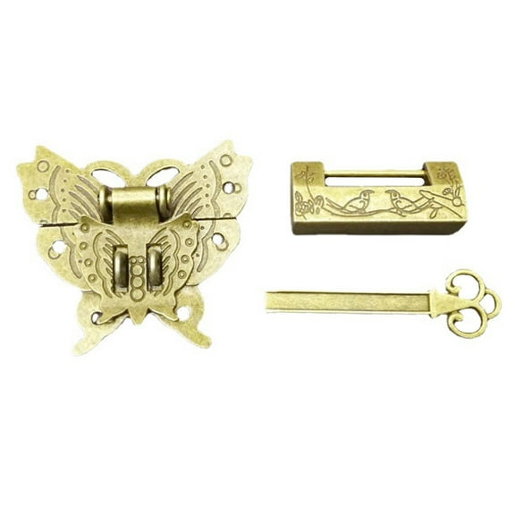 Vintage Style Butterfly Clasp Lock,Antique Alloy Padlock for Decorative Boxes,Jewelry Cases & Wooden Chests