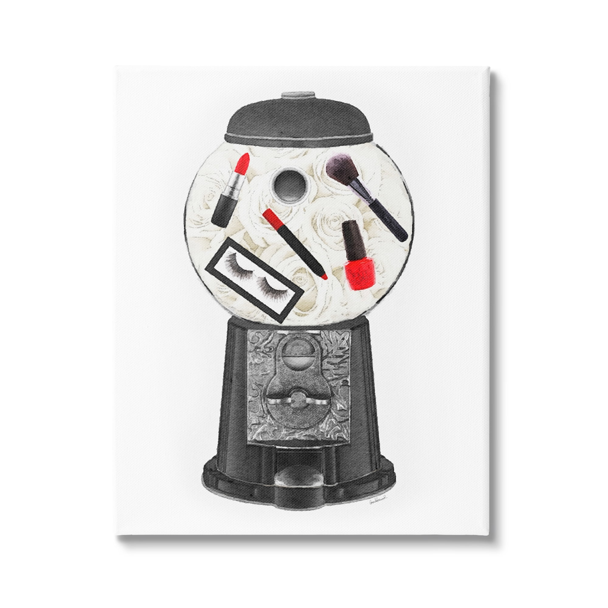 Vintage Style Candy Dispenser Glam Makeup Cosmetics Beauty & Fashion Graphic Art Gallery-Wrapped Canvas Print Wall Art