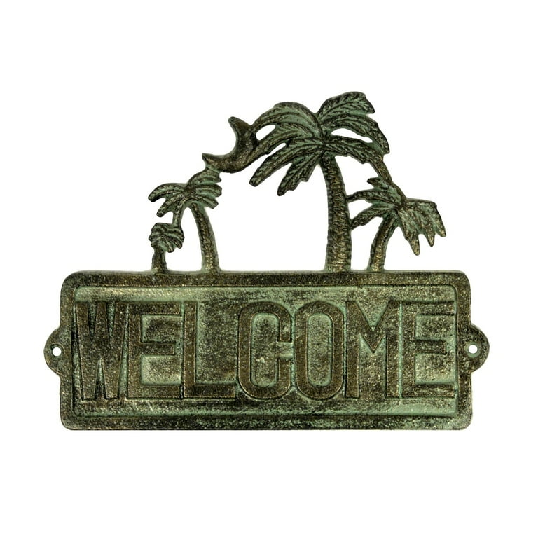 Rustic Cast Iron Palm Tree Tropical Welcome Wall Sign Nautical Beach House Decor Rustic Cast Iron Palm Tree Tropical Welcome Wall Sign Nautical Beach House Decor