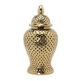 thumbnail image 1 of Vintage Style Ceramic Ginger Jar Dried Flower Vase Porcelain Storage Jar with Gold, 1 of 6