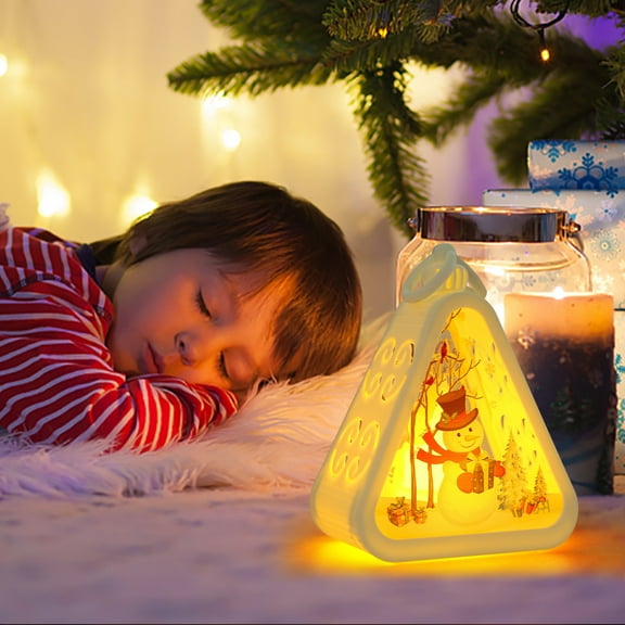 Vintage Style Christmas Night Light with a Gentle Luminous Glow, Perfect as a Decorative Gift or for Enhancing Window and Desktop Arrangements C