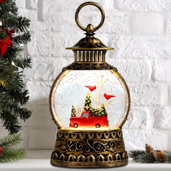 Vintage Style Christmas Snow Globe - 6-Hour Timer, Battery & USB Powered, Festive Light-Up Decor For Holiday Gifts