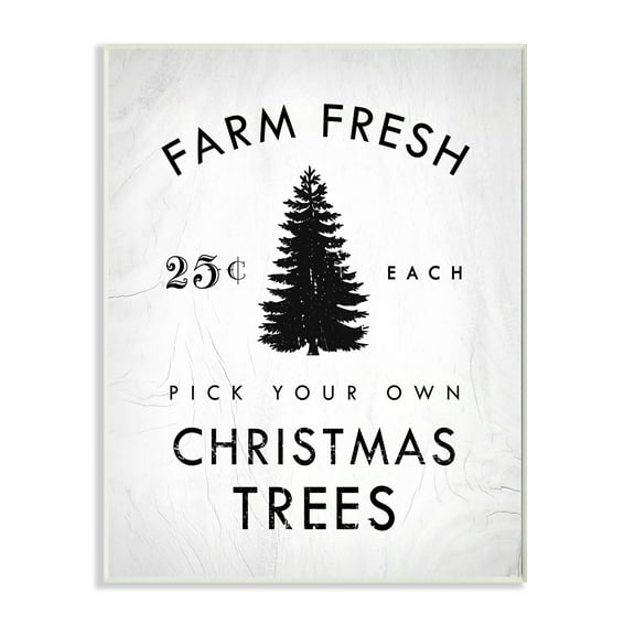 Vintage Style Christmas Tree Farm Sign Minimal Design 10 in x 15 in Framed Painting Art Prints, by Stupell Home Décor