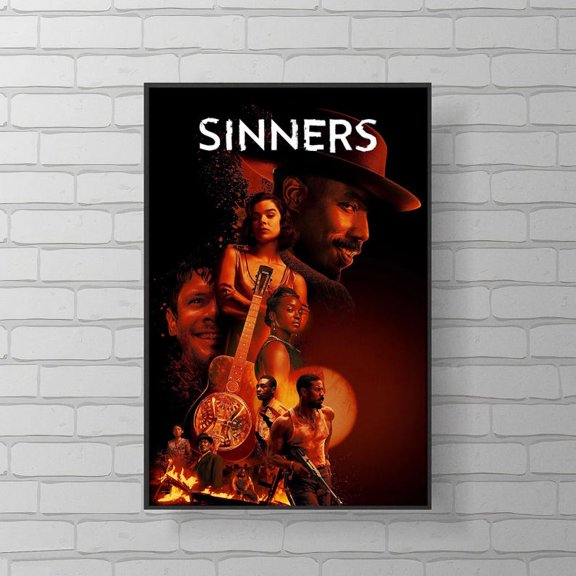 Vintage Style Cinematic Wall Decor Featuring Sinners Movie Dramatic Character Collage Dark Atmosphere Film Poster 8x12 UNFRAMDE