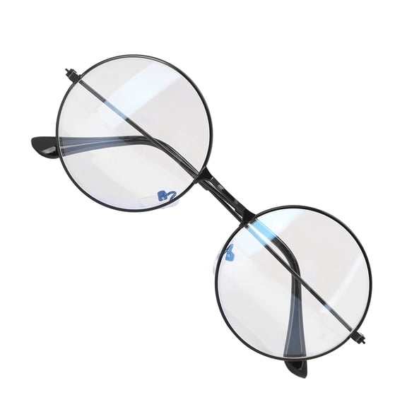 Vintage Style Clear Lens Eyeglasses Unisex Metal Frame Round Glasses Silver 5 inches / 12.7 cm-black