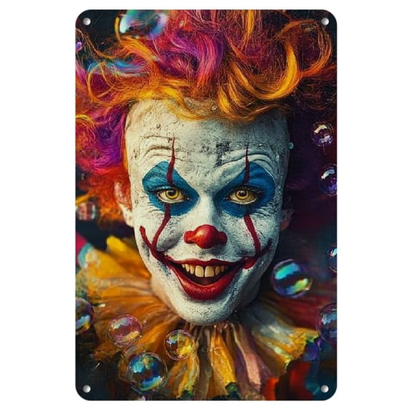 Vintage Style Clown Wall Art Decor, Iron Metal Sign, Multipurpose Home Decoration, No Electricity Needed, Easy Mounting with Pre-Drilled Holes, for A Gathering of Digital Art Clowns, Indoor Decor