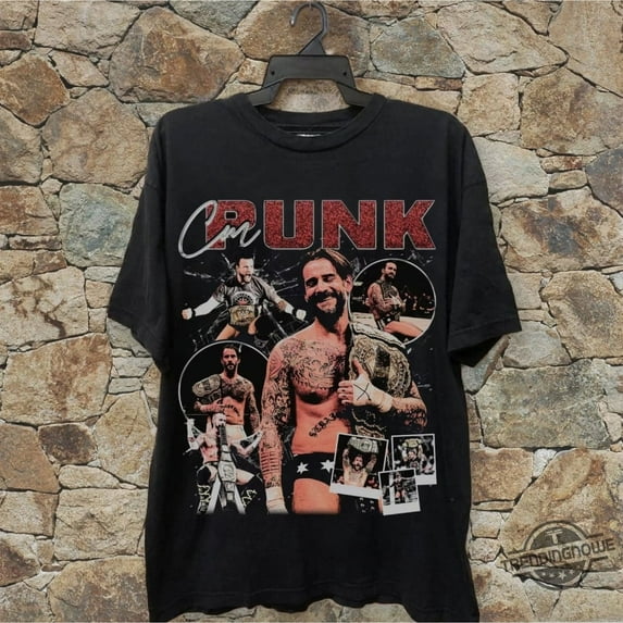 Vintage Style Cm Punk T-Shirt, Wrestling 90s Graphic Shirt, Unisex Tee,Black color,size M
