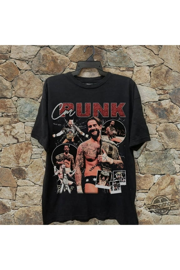 Vintage Style Cm Punk T-Shirt, Wrestling 90s Graphic Shirt, Unisex Tee,Black color,size M