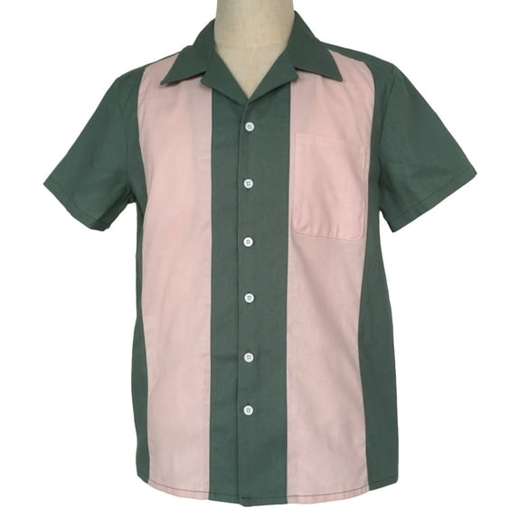 Vintage Style Contrast Color men Bowling Shirts