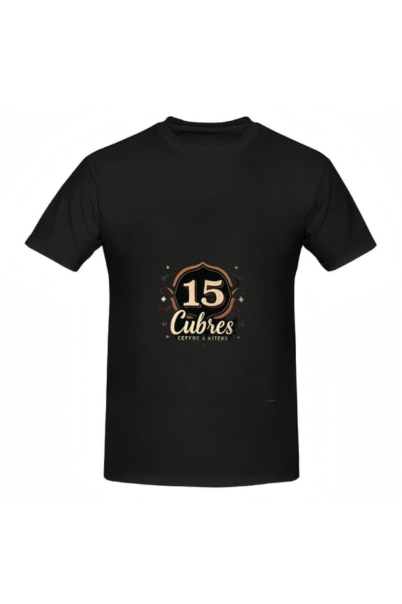Vintage Style Cotton Short Sleeve T-Shirt for Women - Bold ' 15 ' with Stars & Swirls ' Cubres Cerveza & Nitros ' Design in Orange Black & Gold
