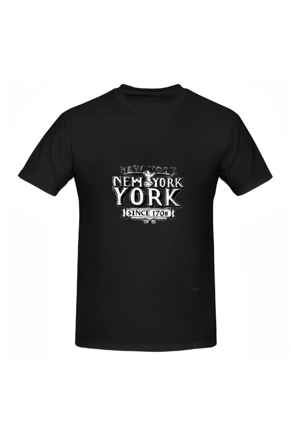Vintage Style Cotton Short Sleeve T-Shirt for Women - ' NEW YORK NEW YORK SINCE 1708 ' Ornate Design Tee Top