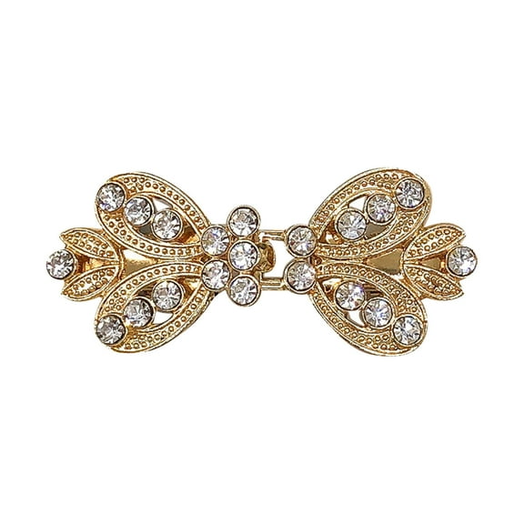 Vintage Style Crystal Bow Hair Clip, Elegant Gold Tone Barrette with Rhinestone Accents for Girls, Hair Accessory for Daily Wear, Weddings and Special Occasions