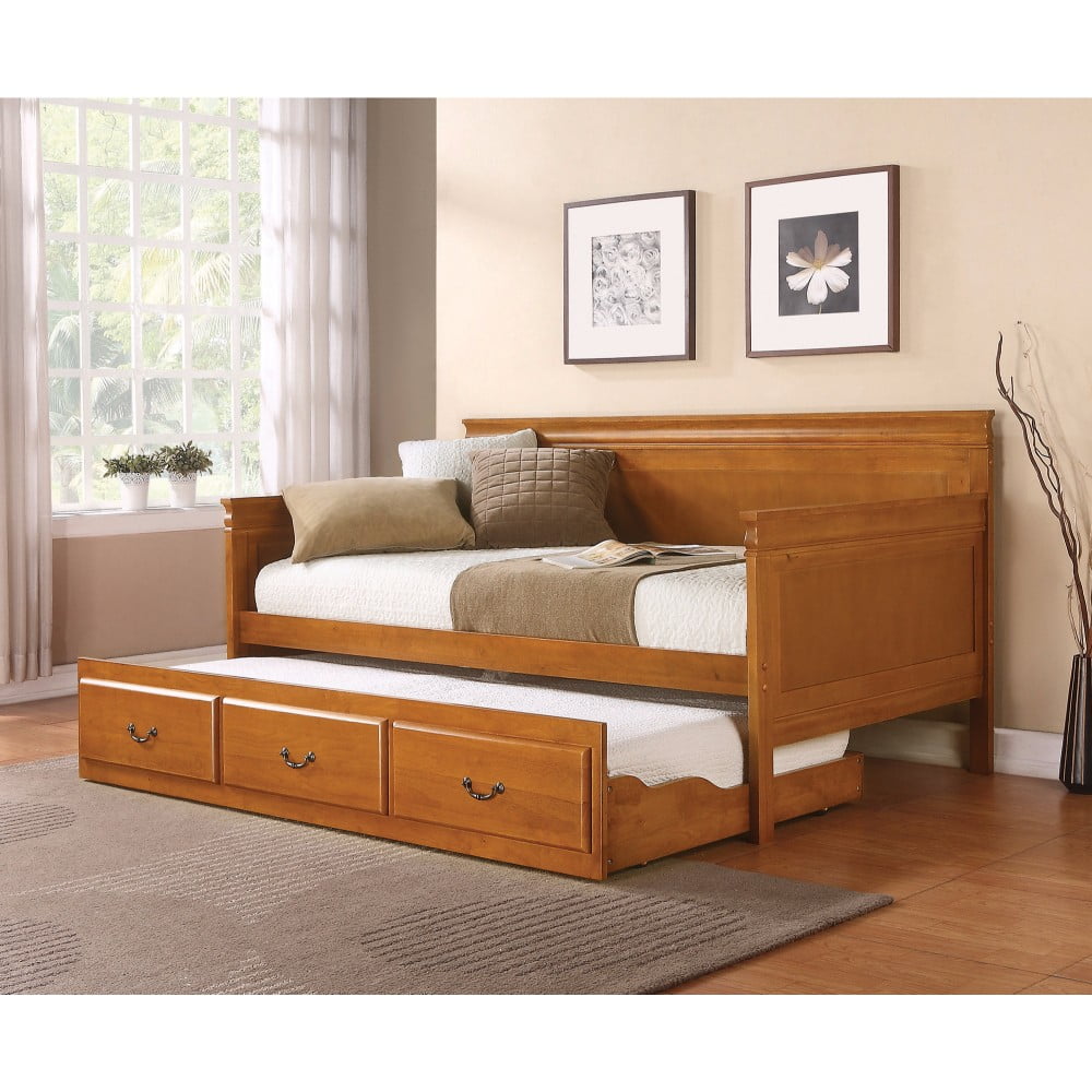 Vintage Style Daybed With Trundle, Brown