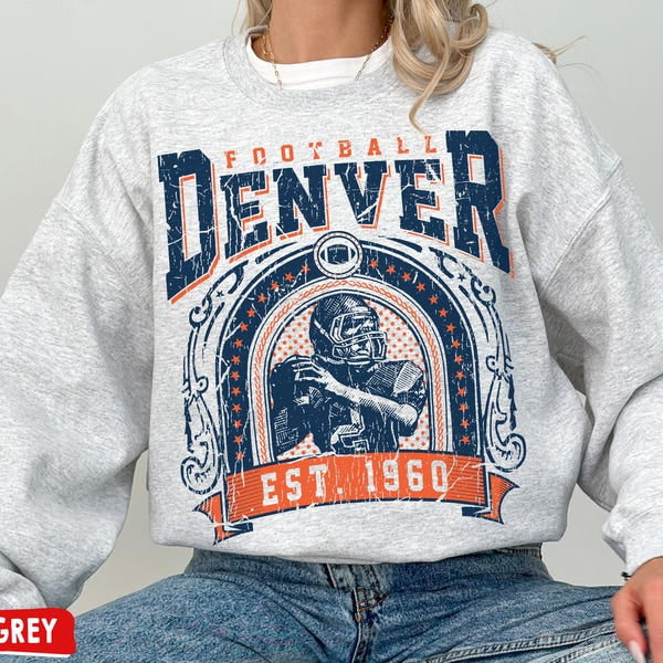 Vintage Style Denver Football Crewneck Sweatshirt / TShirt, Broncos