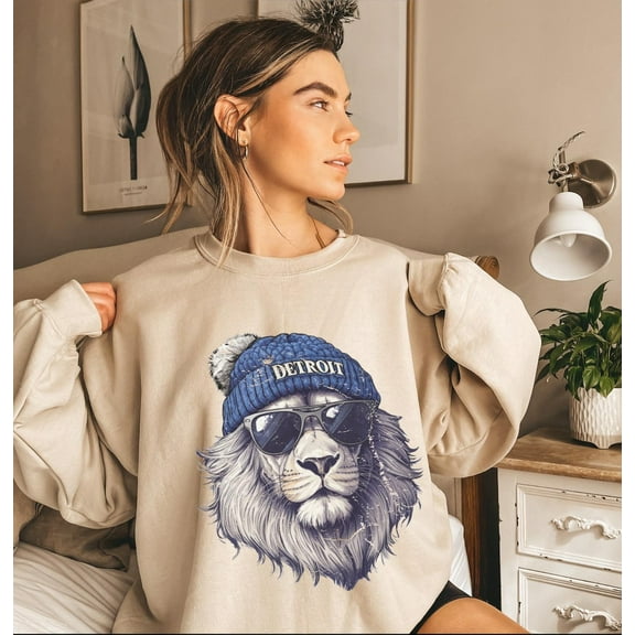 Vintage Style Detroit Football Crewneck Sweatshirt, Unisex Detroit Sweatshirt