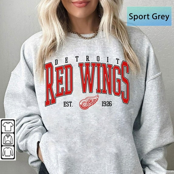 Vintage Style Detroit Hockey Crewneck Sweatshirt, Retro Red Wings Hockey Shirt, Retro Detroit Ice Hockey Sweater