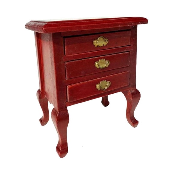 Vintage Style Dollhouses Furniture Cabriole Leg Nightstand With Working Drawer 1/12 Scale Miniature Decors