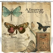 Vintage Style Dragonfly Butterfly Moth Shower Curtain Retro Emperor Butterfly Design Antique Paper Texture Vintage Colors eBay