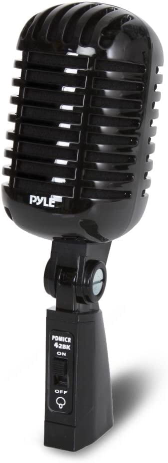 Vintage Style Dynamic Vocal Microphone with XLR  and Adjustable Stand for Live Performance