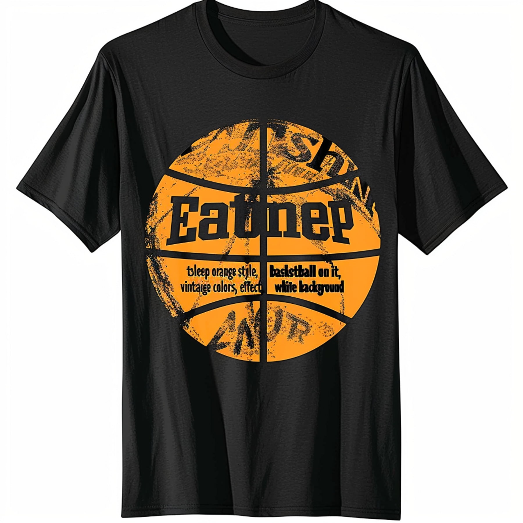 Vintage Style Eat Sleep Basketball TShirt in Orange & Yellow Retro ...