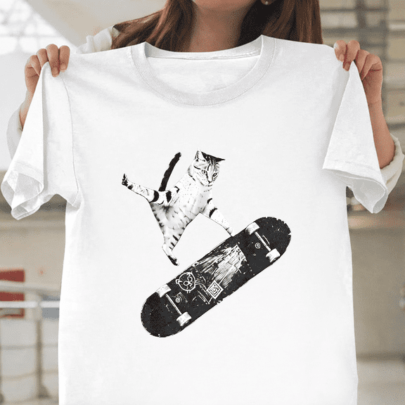 Vintage Style Emo Skater Cat Meme Cringe Kitten Internet Unisex T-Shirt, up to size 3XL.