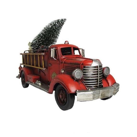 Vintage Style Firetruck with Christmas Tree