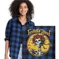 thumbnail image 1 of Vintage Style Flannel Shirt Grateful Dead Womens M Bertha Skull Roses Blue Plaid, 1 of 5