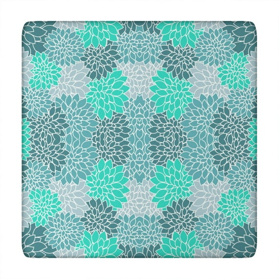 Vintage Style Floral Table Cover 34x34 Inch Square, Bohemian Print Elastic Tablecloth for Indoor Dining Room Kitchen Table