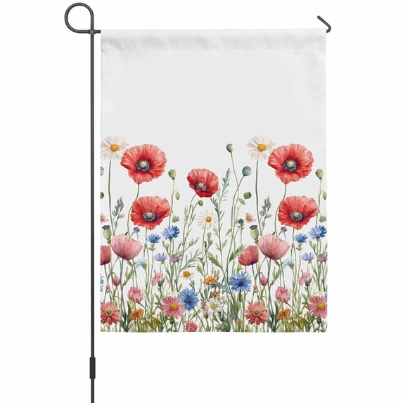 Vintage Style Flowers Garden Flags For Outdoor, Watercolor Red Concubine Small Double Side Yard Flags Weather Proof Garden Decor for Lawn Outside Holiday 12 x 18 Inches