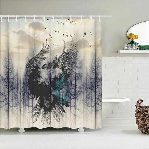 Vintage Style Flowers leaves Shower Curtains Bathroom Curtains Waterproof Fabric 240X180CM Bathtub Decoration Bath Curtain