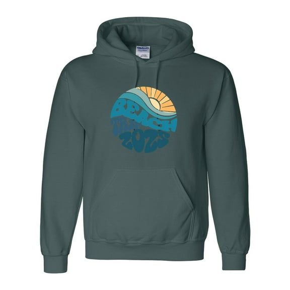 Vintage Style Groovy Sunset Wave Beach Trip 2025 Souvenir Hoodie
