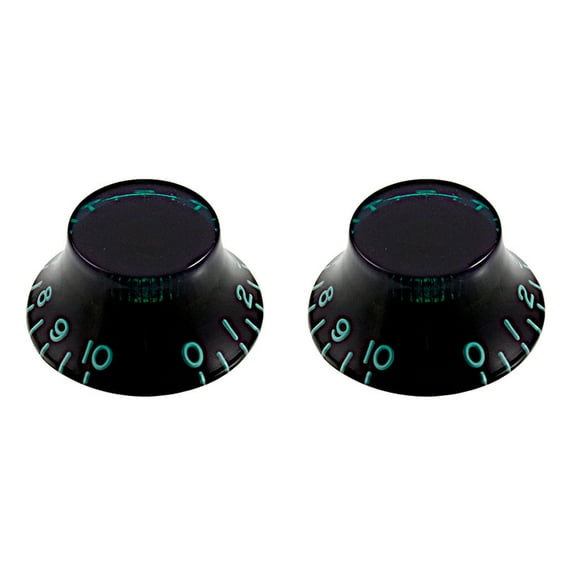 AllParts Set of 2 Vintage Black Bell Knobs w/ Green Tint