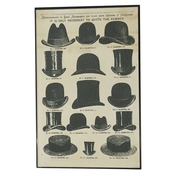 Vintage Style Hats Framed Wall Art Home Decoration Kitchen Media Room Office