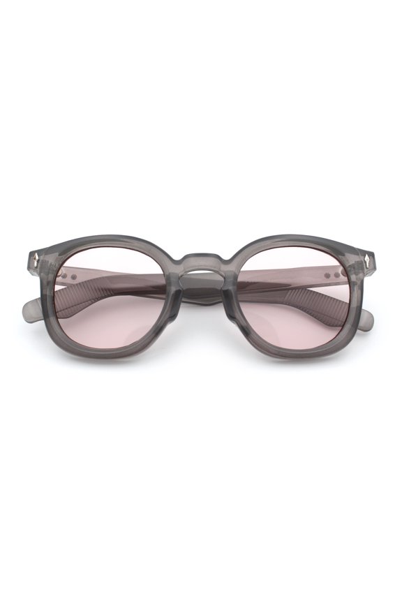 Vintage Style Iconic Keyhole Horn Rim Plastic Round Hipster Sunglasses [Slate Pink]