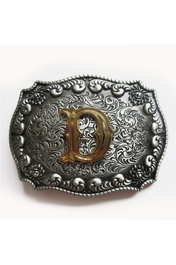 Vintage Style Initial Letter D Cowboy Cowgirl Western Belt Buckle
