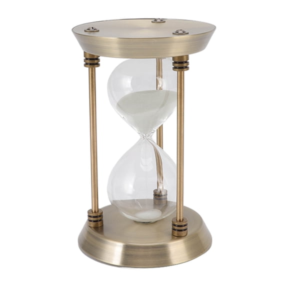 Vintage Style Iron and Glass Sand Timer 15-Minute Hourglass Ornament for Study Room Office Desk Shelf Decoration Creative Time Management Tool (6.7 inches / 17 cm)