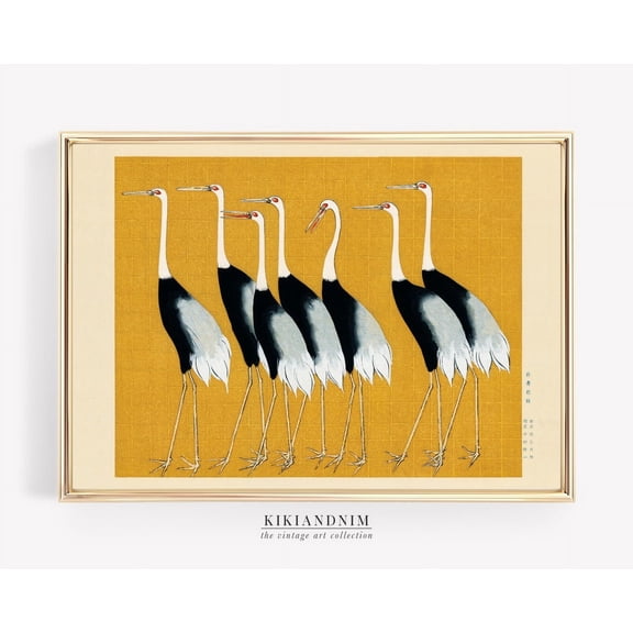 Vintage Style Japanese Bird Illustration Wall Art, Unframed Paper Print Size 12x18